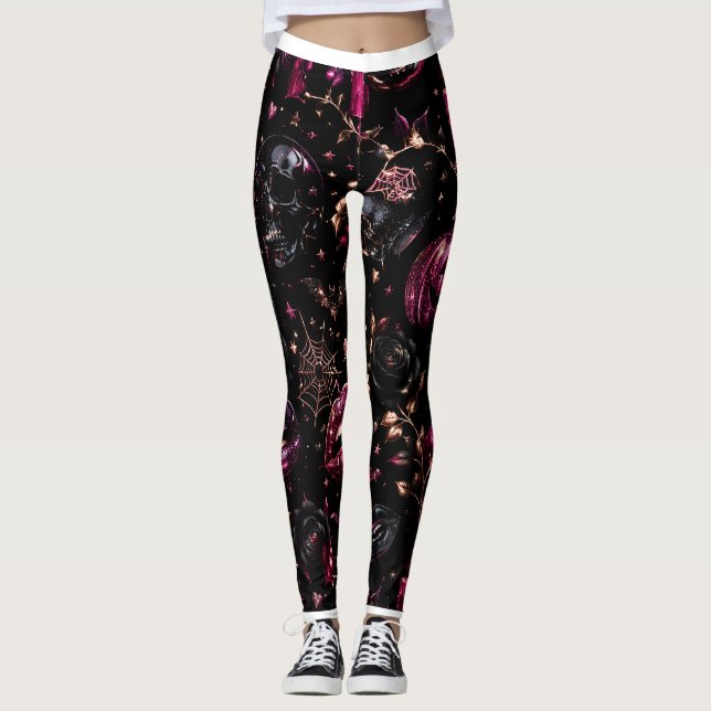 Glossy Gothic Halloween Glam Leggings (Anverso)
