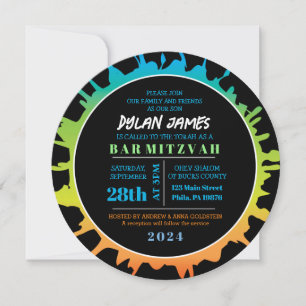 GLOW Aqua Splash Bar Bat Mitzvah Invitación