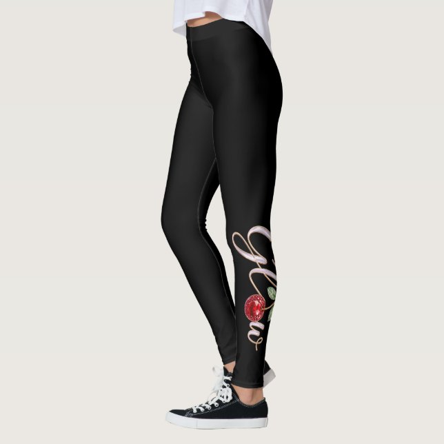 Glow Cherry – Leggings Glam para Mujeres (Izquierda)