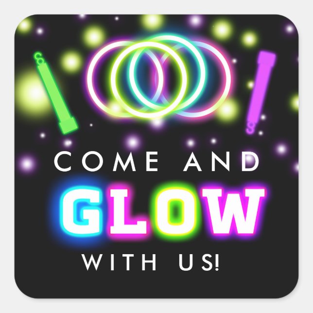 GLOW con nosotros Pegatinas de fiesta de cumpleaño (Anverso)