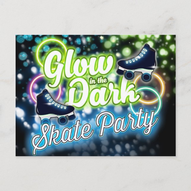 GLOW IN THE DARK SKATE FIESTA Postcard Invitación (Anverso)