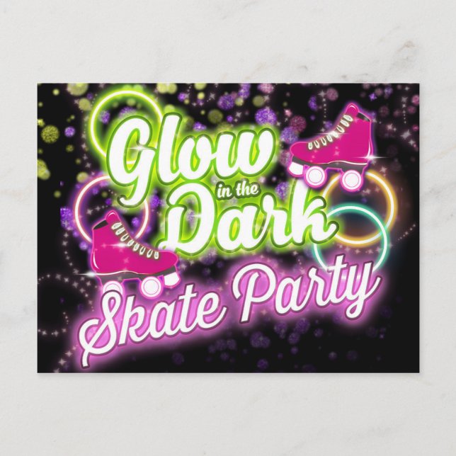 GLOW IN THE DARK SKATE FIESTA Postcard Invitación (Anverso)