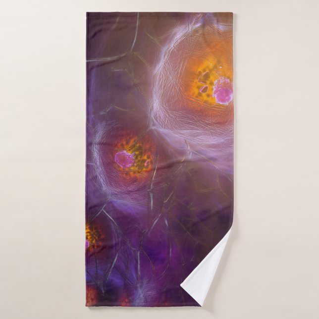 Glowing Cellular Network Abstract Art (Toalla de baño)