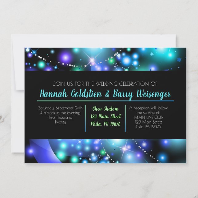 GLOWING GALAXY AZUL Wedding Invitación (Anverso)