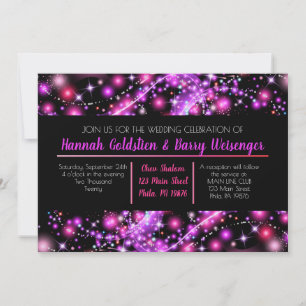 GLOWING GALAXY PINK Wedding Invitación