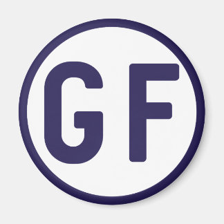 Gluten Free GF Circle Naval imán azul y blanco