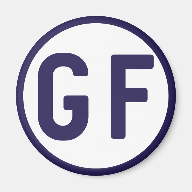 Gluten Free GF Circle Naval imán azul y blanco (Frente)