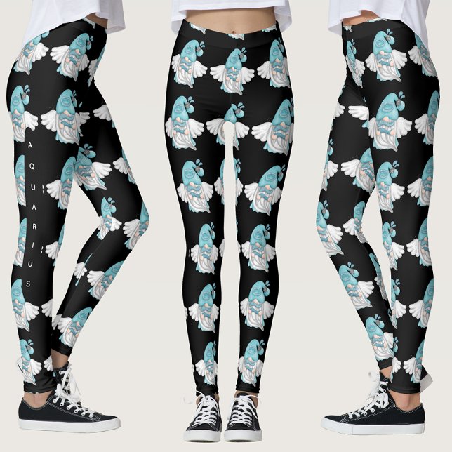 Gnome Aquarius Astrology Rótulo Angel Leggings (Gnome Aquarius Astrology Sign Angel Leggings)