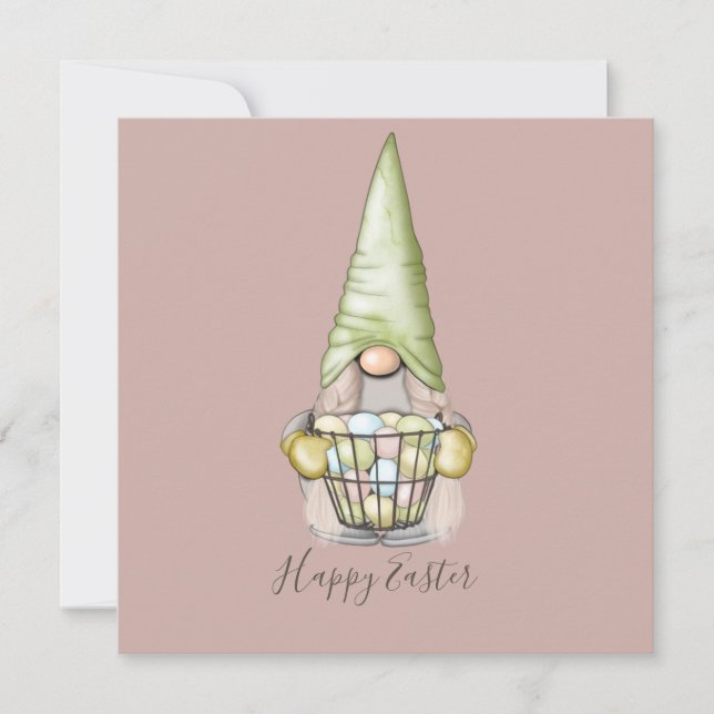 Gnome Chica con tarjeta plana Eggs Easter (Anverso)