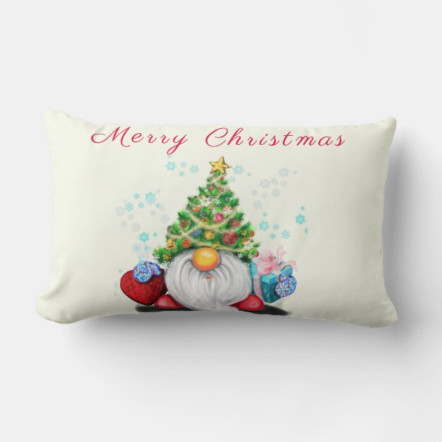 Gnome con almohada lumbar Gorra de árbol de Navida (Anverso)