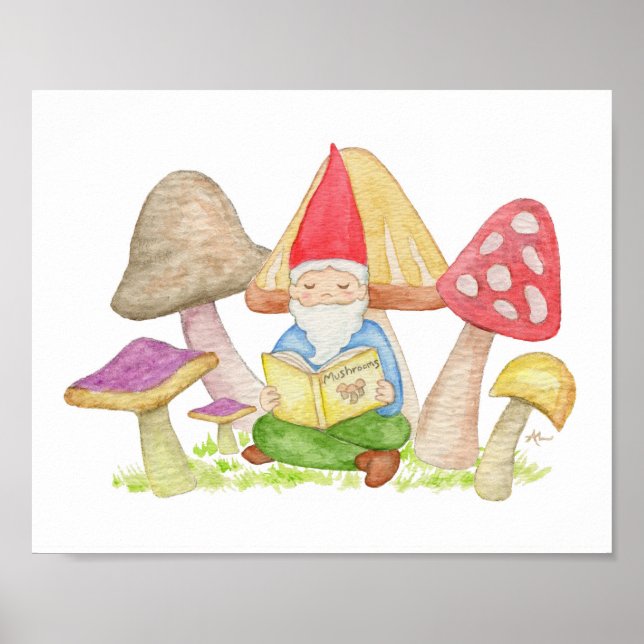 Gnome con la huella de arte del libro de hongos (Frente)