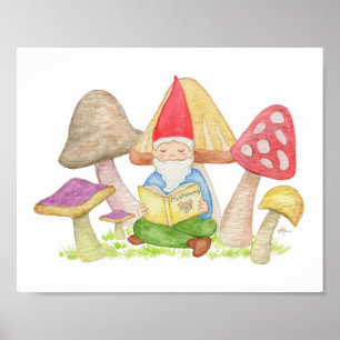 Gnome con la huella de arte del libro de hongos