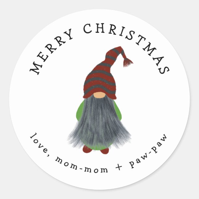 Gnome con Navidades de barba gris pegatina regalo (Anverso)