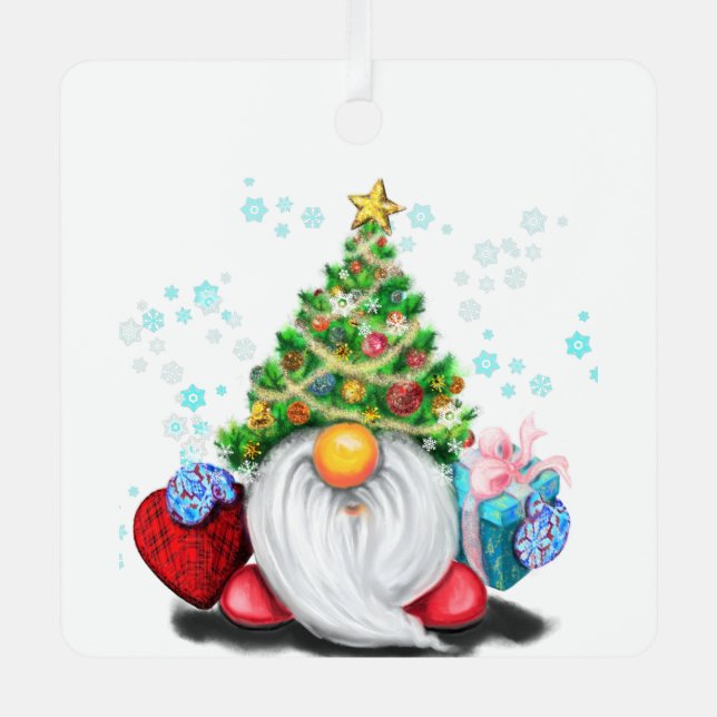 Gnome con regalos Ornamento de árbol de Navidad (Anverso)