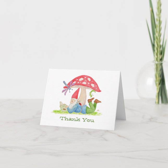 Gnome con tarjeta de agradecimiento del libro de i (Anverso)