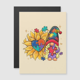 Gnome de conciencia del autismo con girasol y cora