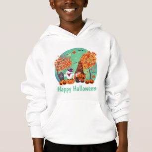 Gnome de Halloween y fantasma con texto de chico