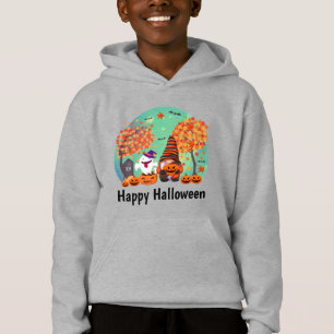 Gnome de Halloween y fantasma con texto de chico