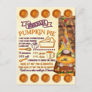 Gnome de la tarjeta de receta de calabaza   Tarjet