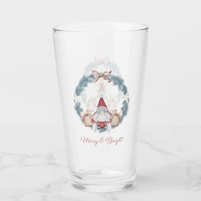 Gnome de Navidad de Vidrio Alegre y Brillante (Anverso)