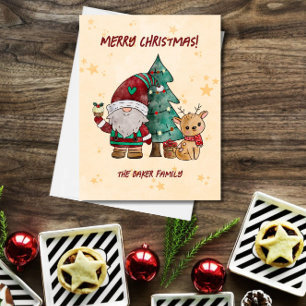 Gnome de Navidad Reno Acuarela