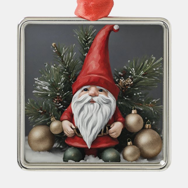 Gnome de navidades con adornos navideños (Frente)