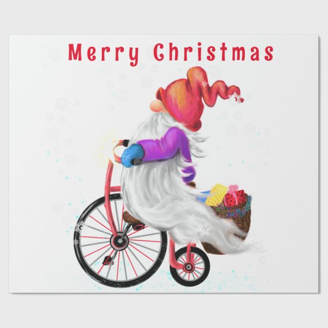 Gnome de navidades con papel para envolver regalos (Superficie plana)