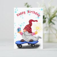 Gnome de navidades con tarjeta de cumpleaños diver