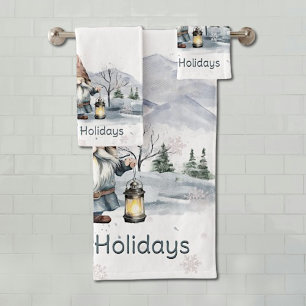 Gnome de Navidades de invierno acuarela