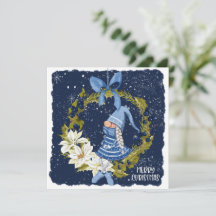 Gnome de navidades en carta de Navidades de corona