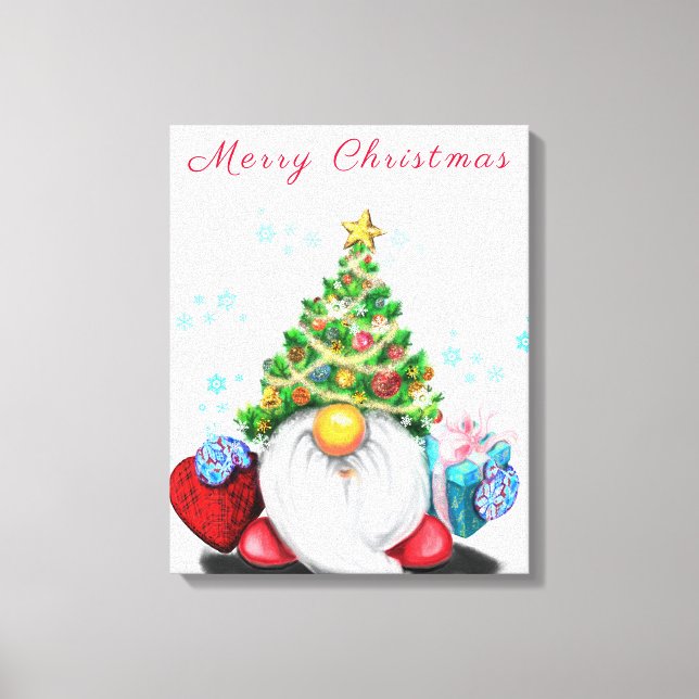 Gnome de regalo de navidad con lienzo con regalos (Anverso)