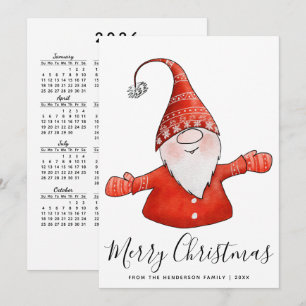 Gnome de rojo calendario 2026 Feliz Navidad Nórdic