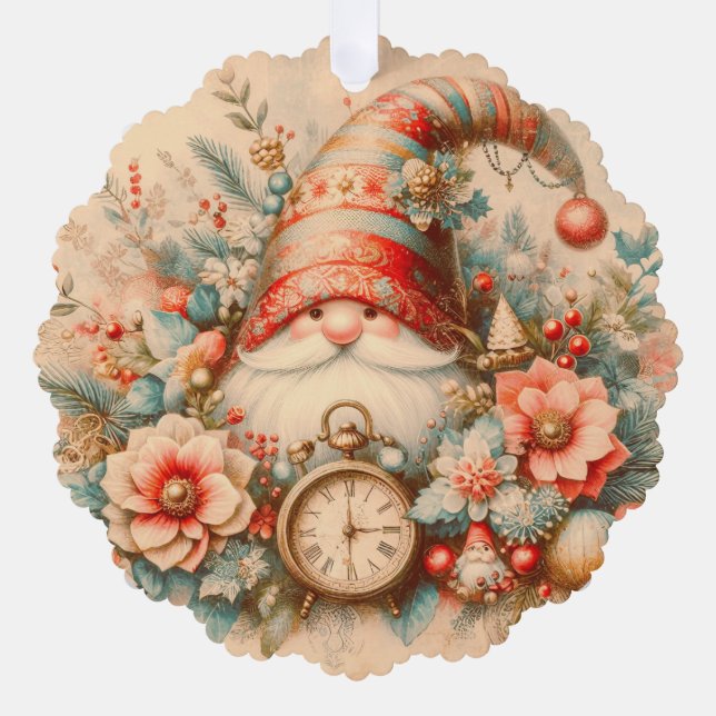 Gnome de tarjeta de ornamento de papel (Anverso)