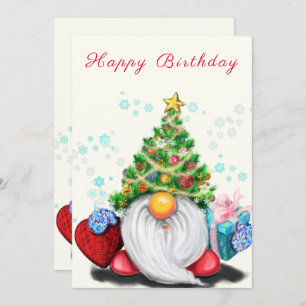 Gnome de tarjetas de cumpleaños feliz con Gorra de