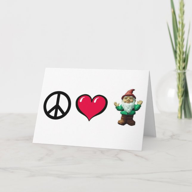 Gnome del corazón de la paz por tarjeta de felicit (Anverso)
