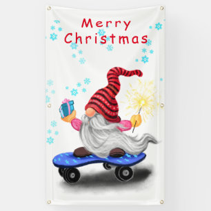 Gnome del patinador de pancartas de los navidades