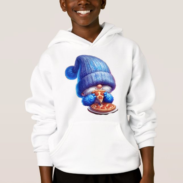 Gnome disfruta de una deliciosa fiesta de pizza (Anverso)