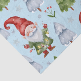 Gnome Gift Wrapft Tejido Papel azul acuarela