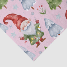 Gnome Gift Wrapft Tejido Papel color de agua rosad