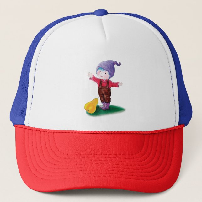 Gnome Gorra púrpura con pelo azul y perso (Anverso)