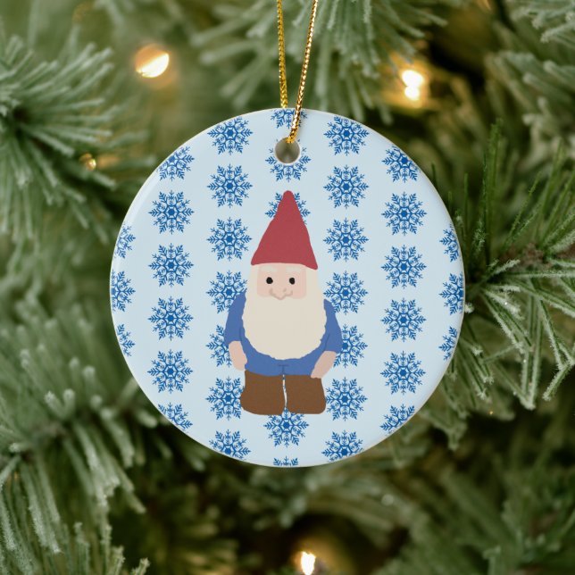 Gnome Ilustracion de copo de nieve adorno cerámico (Árbol)