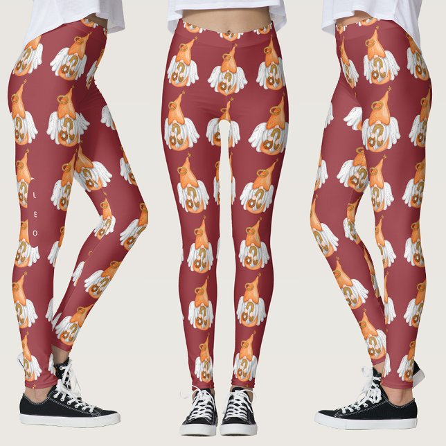 Gnome Leo Astrology Rótulo Angel Leggings (Gnome Leo Astrology Sign Angel Leggings)