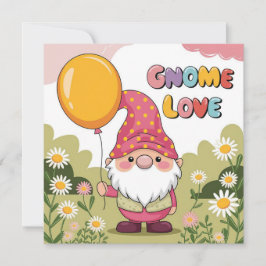 Gnome lindo con globo - Diseño de amor de Gnome