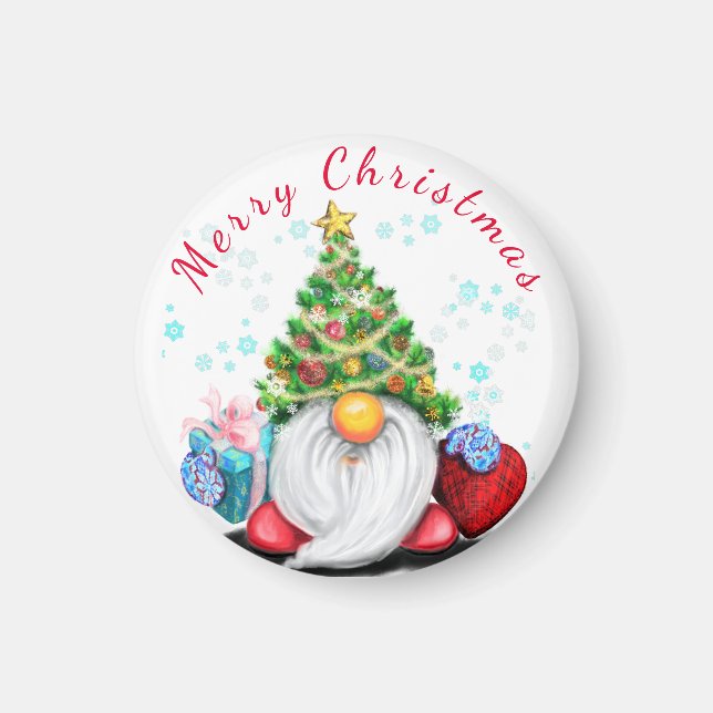 Gnome lindo con imán de Navidades de regalo (Frente)