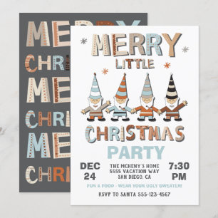 Gnome Merry Little Navidades Party Invitación