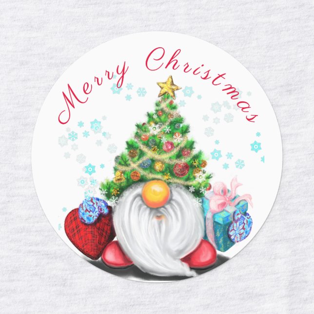Gnome navidad con Pegatina de regalo (Diseño 3)