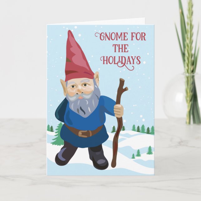 Gnome para la tarjeta de Navidades de vacaciones (Anverso)