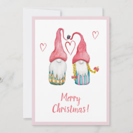 Gnome rosado lindo en el amor Feliz Navidad