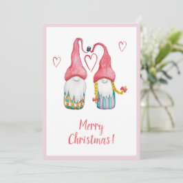 Gnome rosado lindo en el amor Feliz Navidad