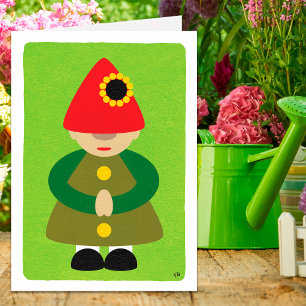 Gnome sobre la tarjeta en blanco verde